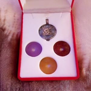 VINTAGE STERLING SILVER OPEN CIRCLE JADEITE JADE CHINESE DARGON